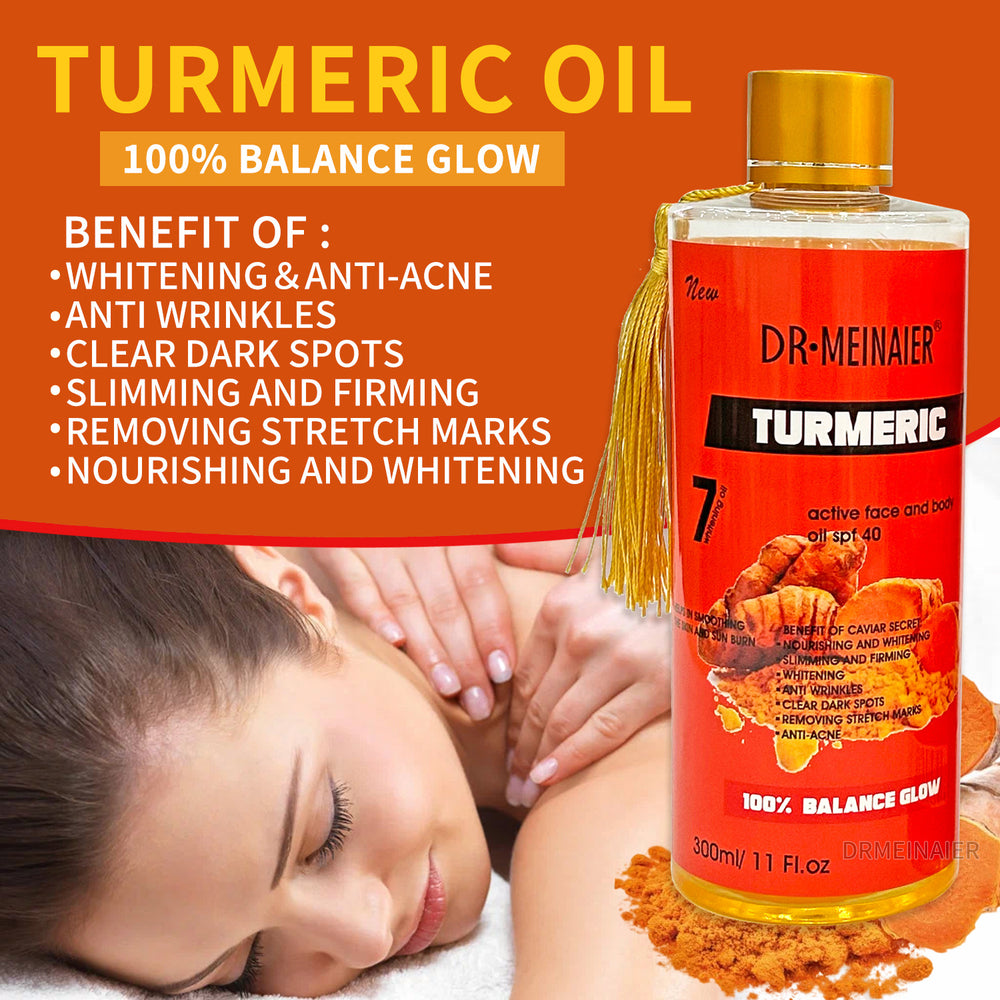 organic turmeric & vitamin c massage oil 300ml - facial & body spa moisturizing massage oil - wholesale for export