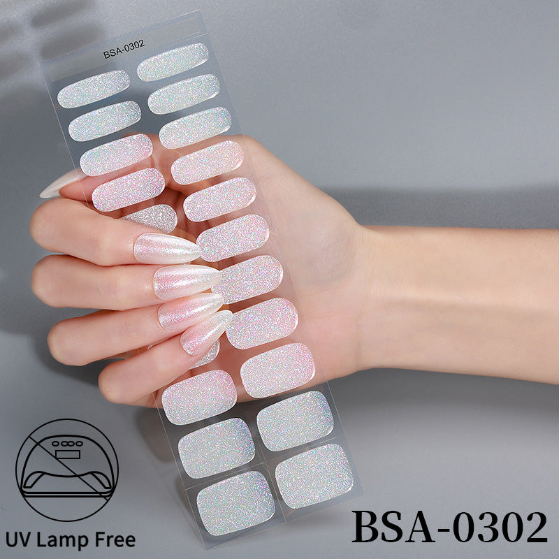 fashion gel nail stickers no bake flash onion powder nail art stickers uv-free gel nail wraps