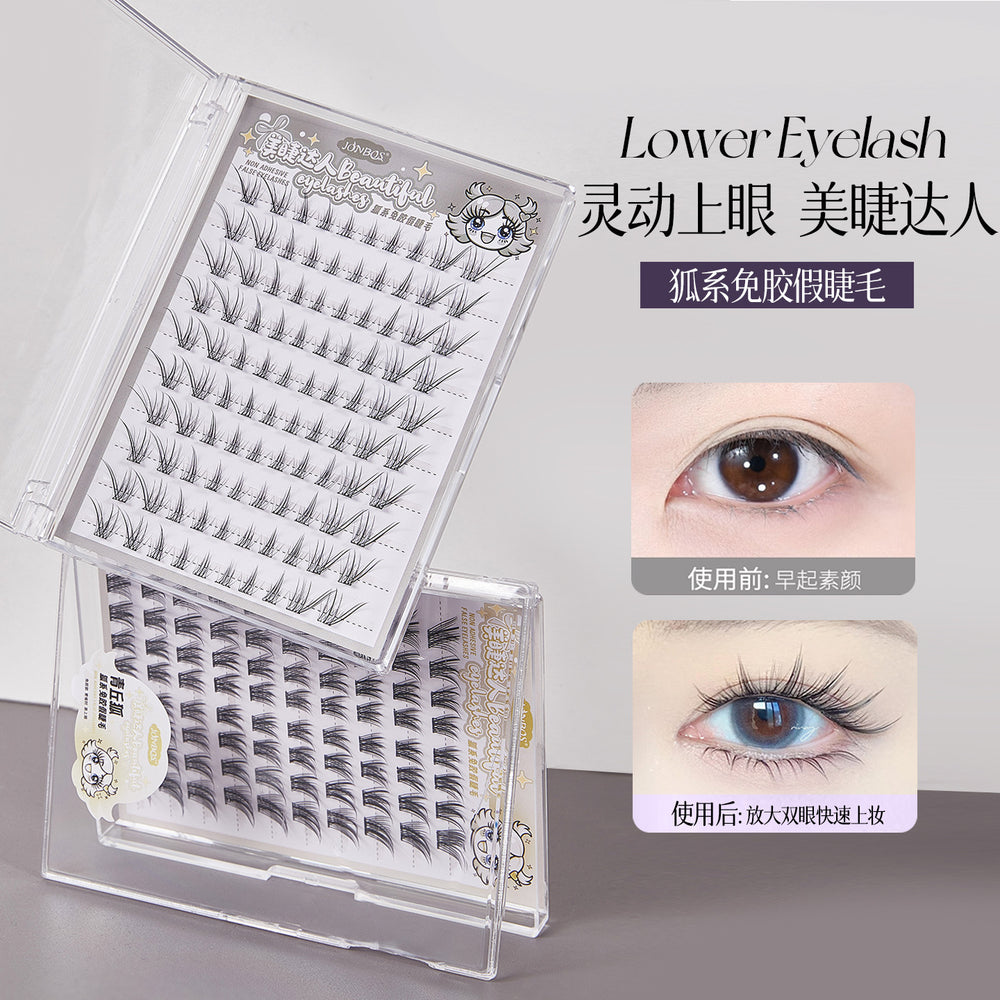 Jonbos fox self-adhesive glue-free fake eyelashesnatureartificial mom-like slanted flying eye tail lengthening single cluster eyelashes