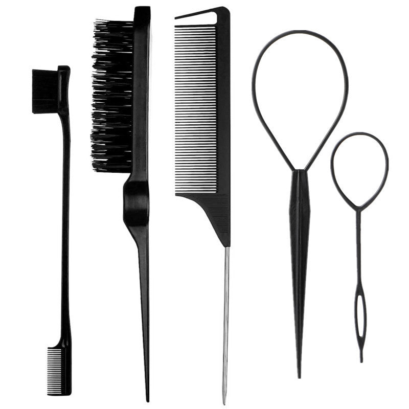 Amazon hair comb eyebrow brush two-color highlight comb three-row plastic hair comb pointed tail comb hair baking oil