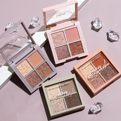 Novo sakura story eyeshadow palette - 4 colors, perfect for beginners, everyday light makeup, shimmer & matte, earth tones