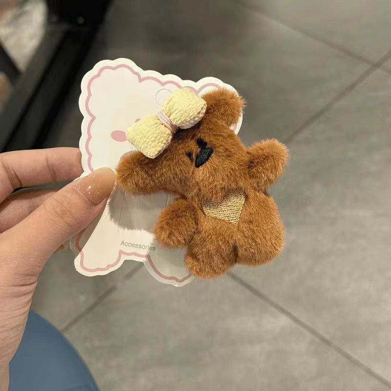 Cute plush doll bowsbear hairpin duckbill clip easiest for matchgirl heart bangs side clip cartoon hairpin