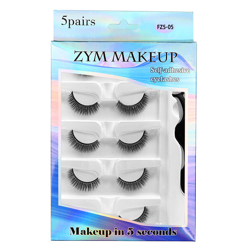 Glue-free self-adhesive false eyelashes for women nature temperature-sensitive black stem self-adhesive one-piece fashion baby straight eyelashes suit