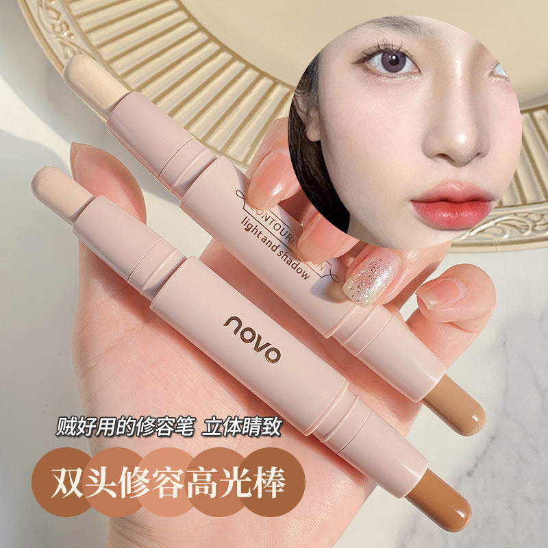 Novo 3d dual-ended contour stick - highlighter, contour, nose shadow, side shadow, and face brightening stick