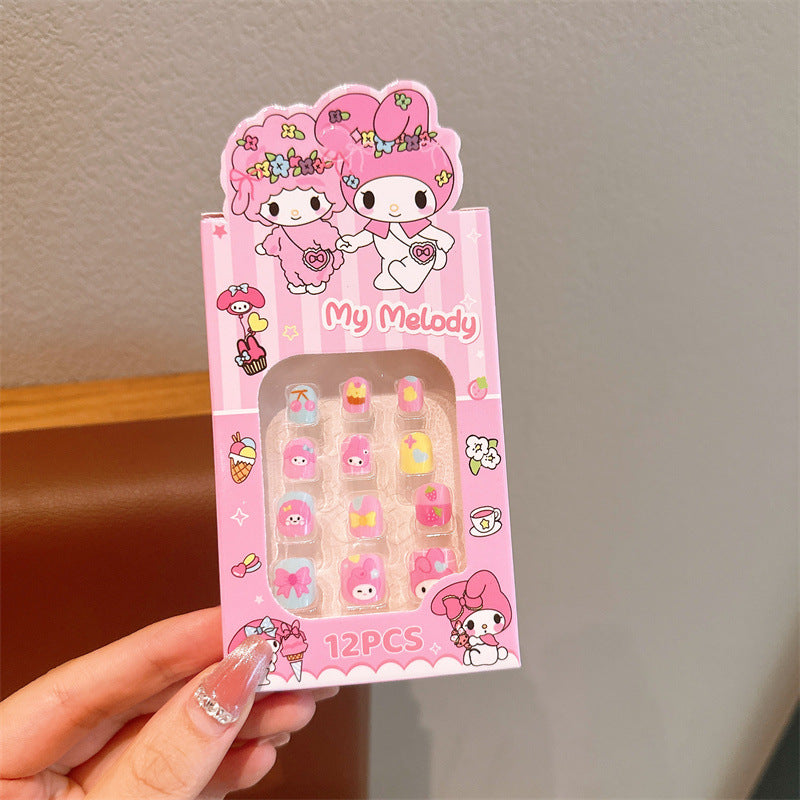 New arrivalkids manicure accessories kuromi wearable nails cute children melody nail stickers stereo pacha dog