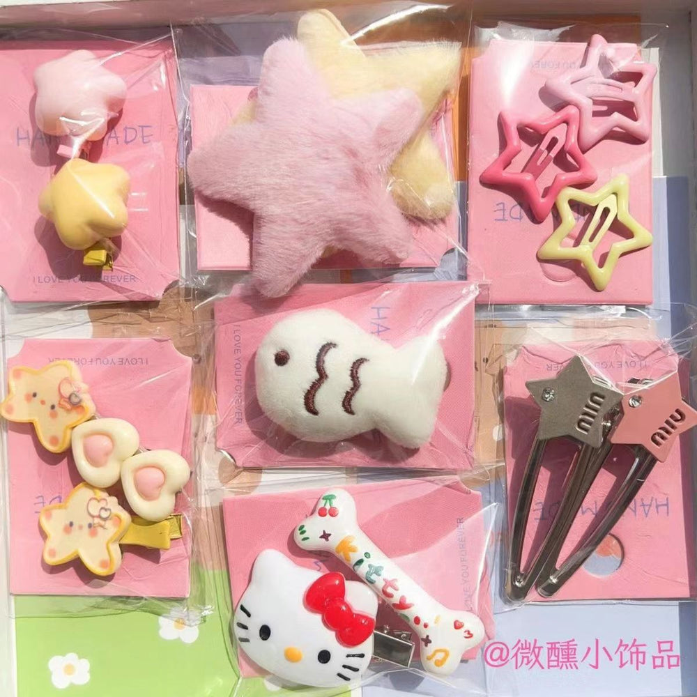 21-piece hair clip set: y2k sweet & cool dopamine metal rhinestone hair accessories for girls - cute hair clips, bang clips, and headbands