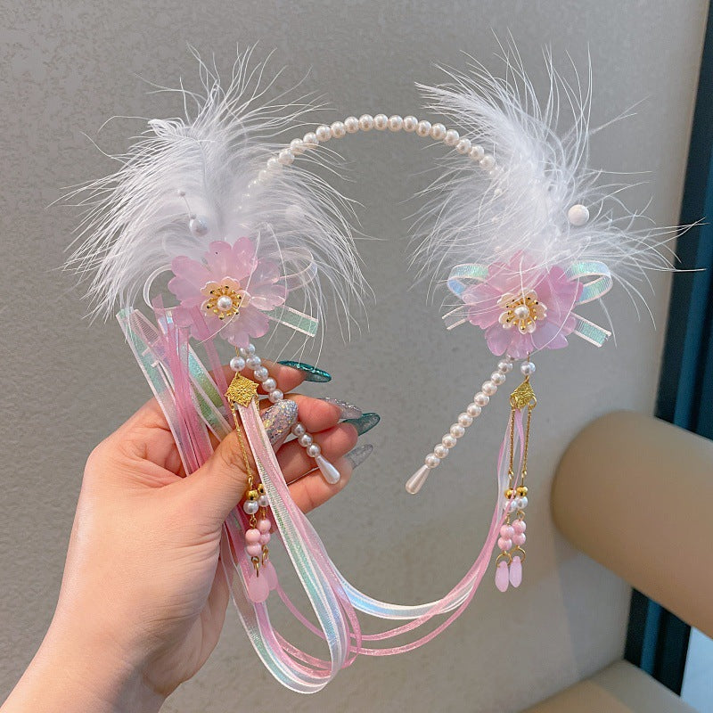 Hanfu headwear kids chinese ancient style elegant hairband girl elegant tassel ancient costume little girl short hair lazy hair accessories