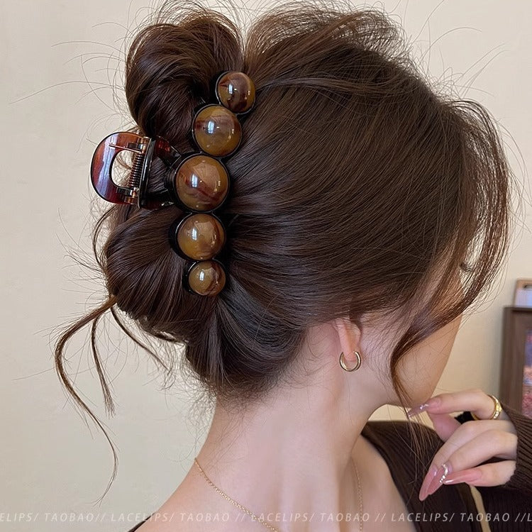 2025 new arrivalelegant amber bead clip women's hair clip large hairpin back of head classy shark clip headwear