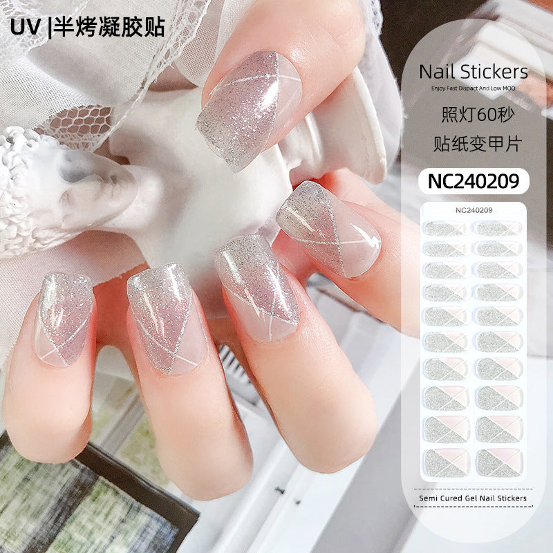 Zhengxiang custom gel nail art stickers french onion powder uv light hardening nail stickers semi-cured christmas wholesale