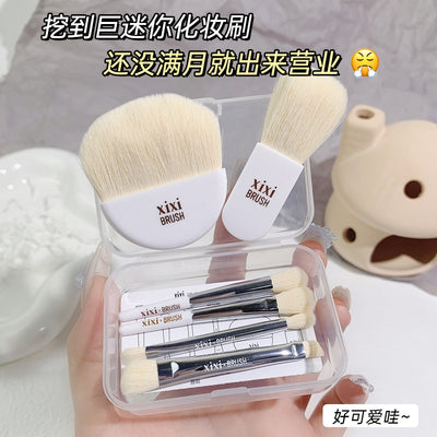 Xixi mini portable brush set 6 pack beginner soft animal hair eyeshadow brush blush brush makeup brush suit