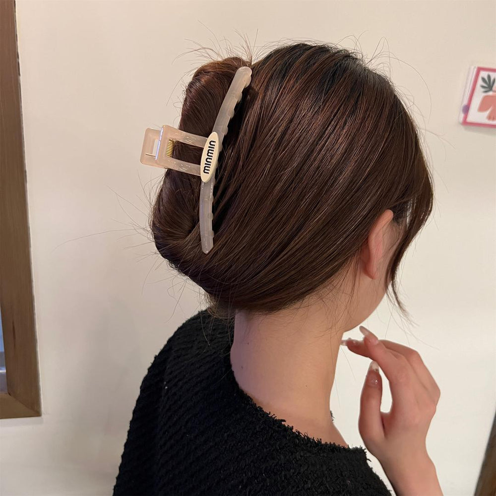 Korean minimalist denim bow claw clip for women, 2025 new style, back of head updo, high-end hair clip, shark clip hair accessory