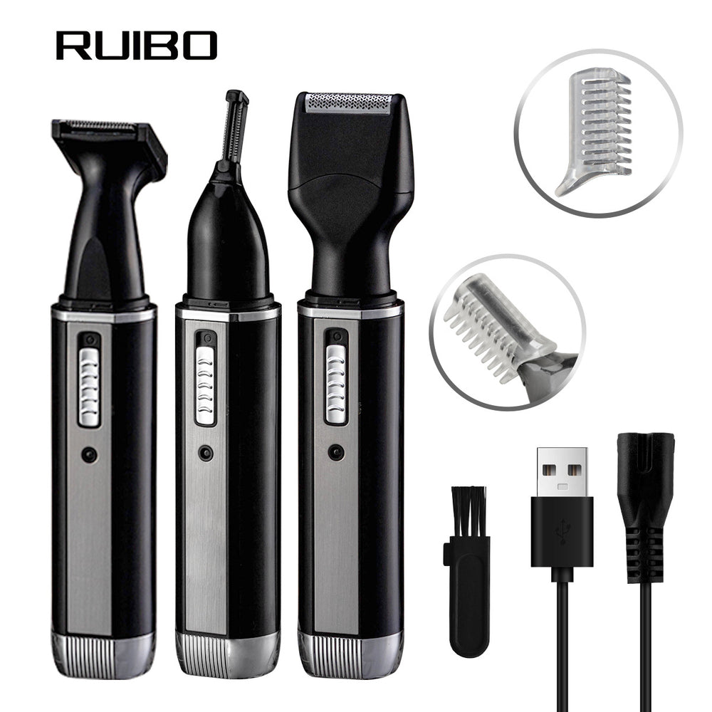 Four-in-one nose hair trimmer rechargeable shaver razor for men - electric body hair remover