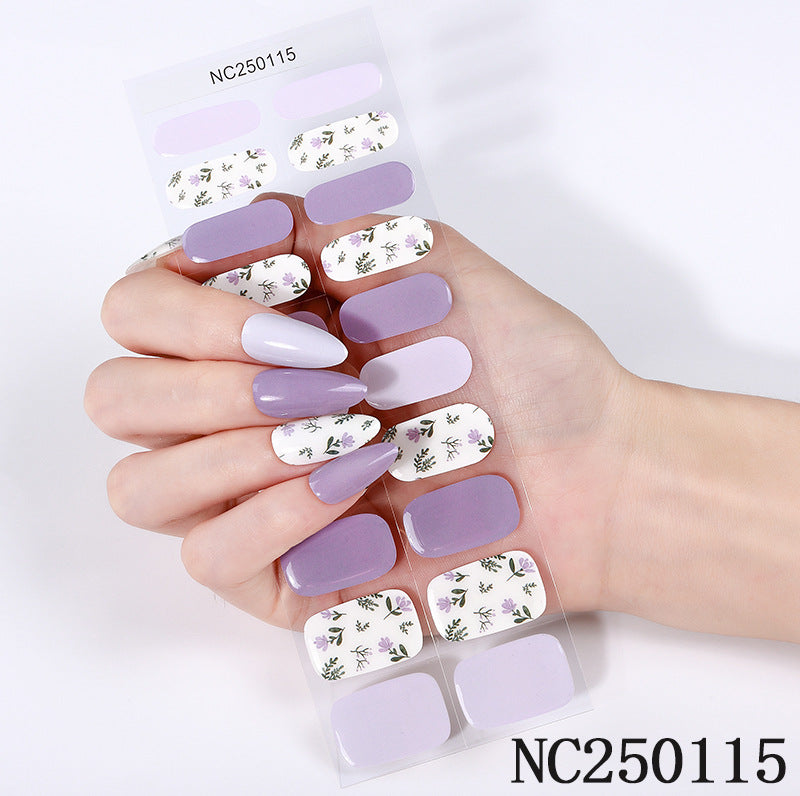 Zhengxiang factory customized gel nail art stickers waterproof fashion flash uv semi-baked semi-cured nail stickers gel nail