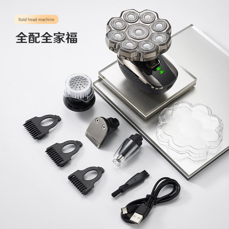 nine-blade bald self-service hairdressing handy gadget electric rechargeable razor magnetic blade full body washable knife