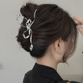 Simple bow hair clip for women's back of head 2024 new style hair volume large shark clip headwear