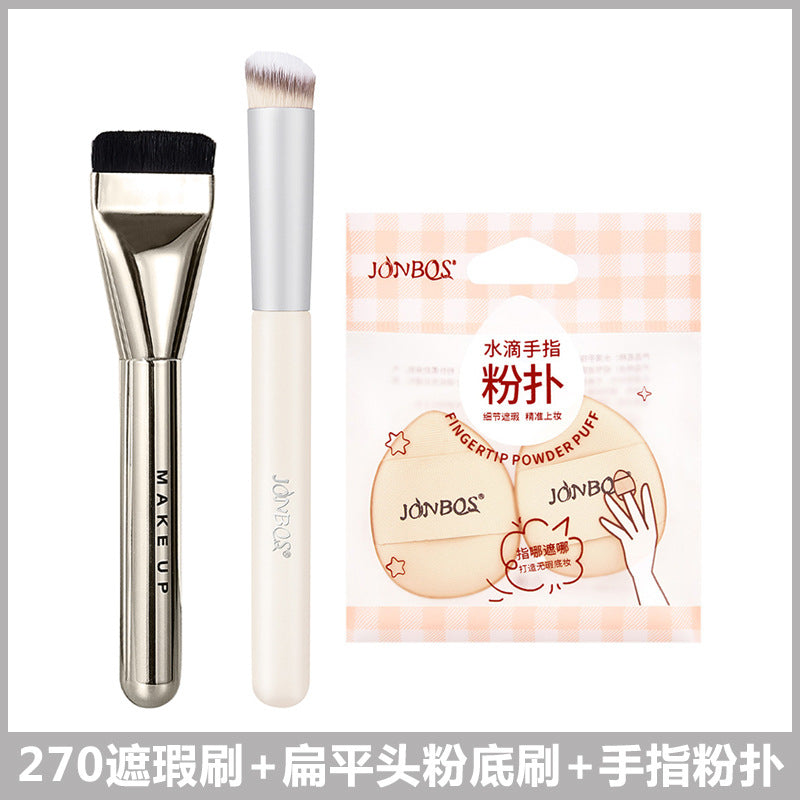 Jonbos white pole wooden handle 270 concealer brush poke brush portable makeup artist special makeup brush soft bristles round head