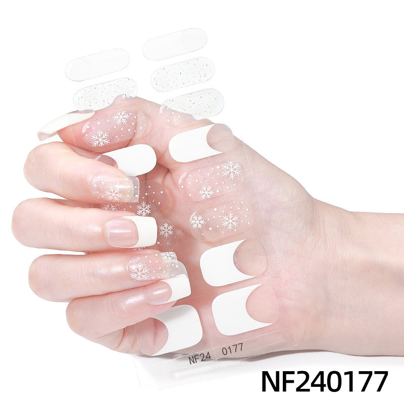 Zhengxiang christmas gel nail stickers waterproof onion powder flash cross-border fashion uv semi-baked manicure stickers full stickers personalized