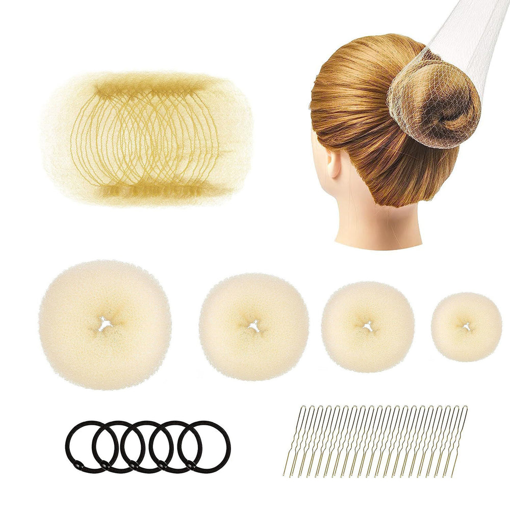 Invisible hair net donut rubber band u-shaped clip hair set ball head net bag 49-piece set small roll