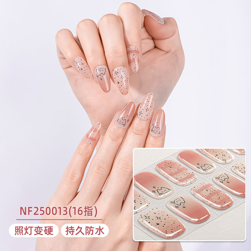 Zhengxiang custom gel nail stickers - waterproof french smudge, sparkle, uv semi-cured nail art stickers, cartoon designs