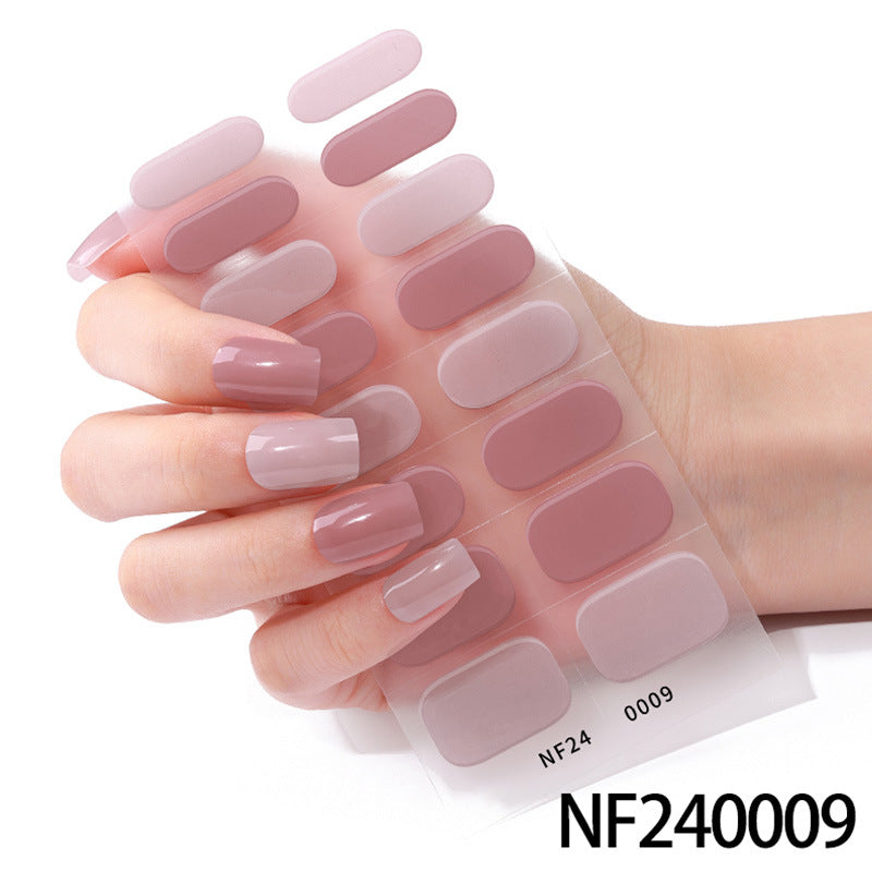 Gel manicure stickers 16 stickers semi-cured phototherapy stickers full stickers semi-baked nail stickers ready-made 5d jewelry ice transparent finished product