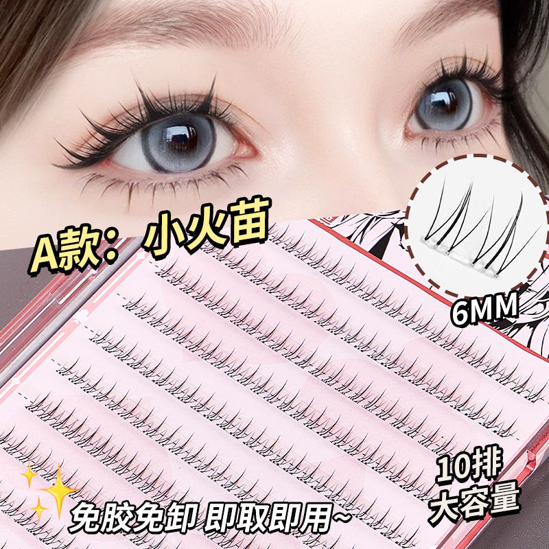 Jonbos self-adhesive glue-free false eyelashes for women, natural simulation, "born-with" style, 3-step application, high volume, individual cluster lashes