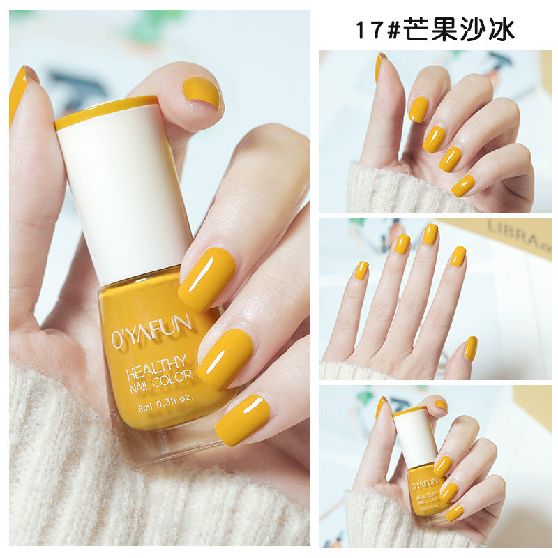 Ouyafei new arrival water-based nail polish 8ml no-bake peelable long-lasting quick-drying nail polish student peelable nail polish