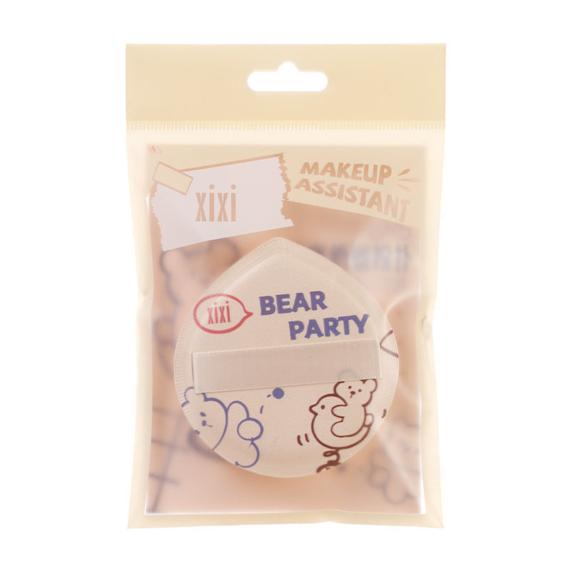 Xixi bear cub milk coffee marshmallow air cushion powder puff wet and dry use soft no powder makeup sponge powder bottom puff