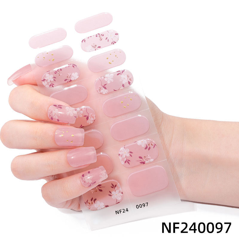 Zhengxiang factory customized gel nail art stickers ins cross-border uv second generation semi-baked semi-cured nail stickers amazon