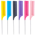 Manufacturer wholesale pointed tail comb hair pulling needle rubber band 4-piece set colorful hairdressing highlighting comb hair cutting comb hair extension steel needle comb
