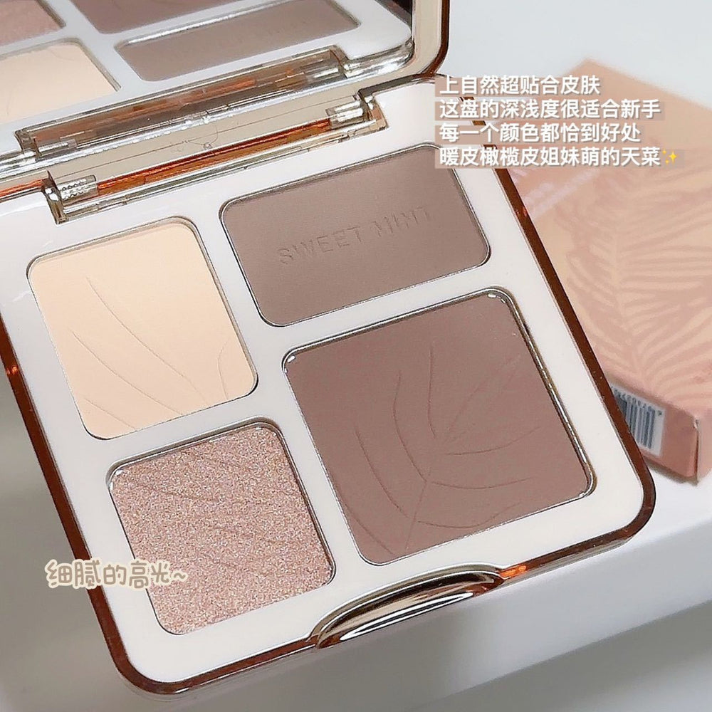 Sweet mint four-color contouring palette - all-in-one for sculpting, highlighting, shading, and nose contouring