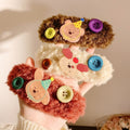 Cute plush button brown bear hair clip - girly heart bangs side clip - cartoon snap hair clip - hair accessories