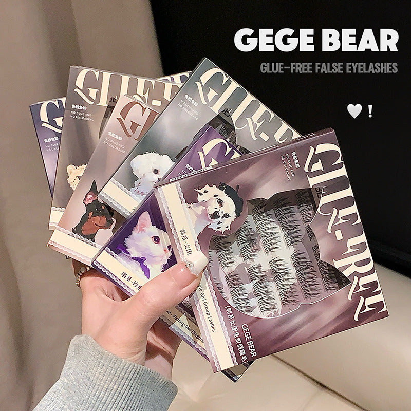 Gege bearkorean style girl group glue-free false eyelashes self-adhesive natureartificial mom-like lazy single cluster eyelashes