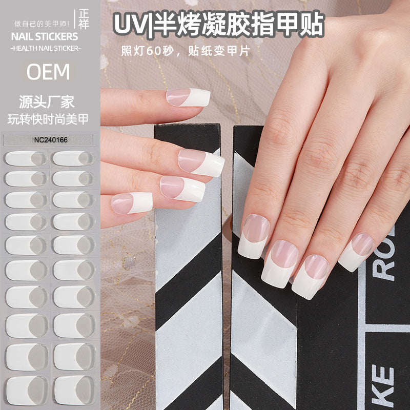 Zhengxiang custom gel nail art stickers - french style, uv/led semi-cured, waterproof, wholesale for export