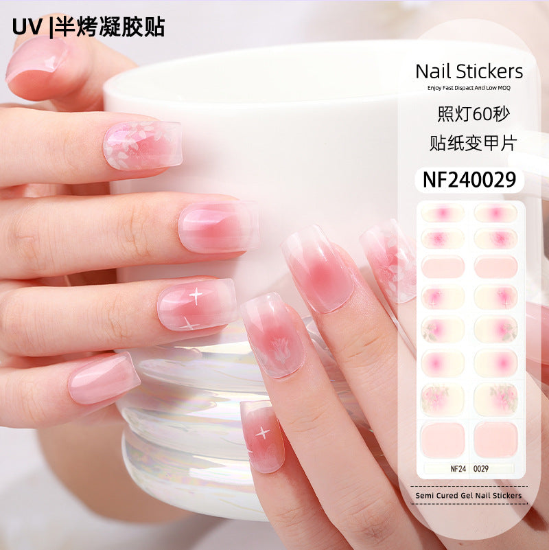 Zhengxiang custom gel nail stickers - european & american style glitter, cat eye, uv light curing, semi-cured nail stickers - waterproof, cross-border wholesale