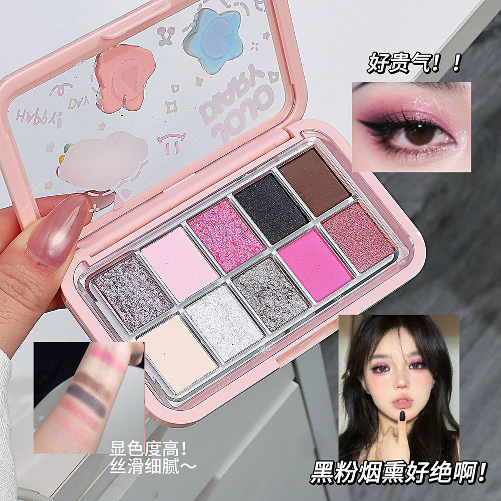 Jojo diary soft & sweet paradise 10-color eyeshadow palette - shimmer, matte, blue, smoky, everyday, earth tones