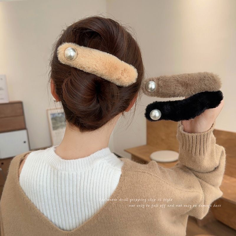 Stuffedfall and winter gripper female hair volume hair clip one-word clip classy hair fixed hair clip back of head duckbill clip