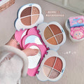Gege bear cute fantasy eyeshadow palette - four colors: shimmer, matte, soft & sultry, milk tea, and earth tones