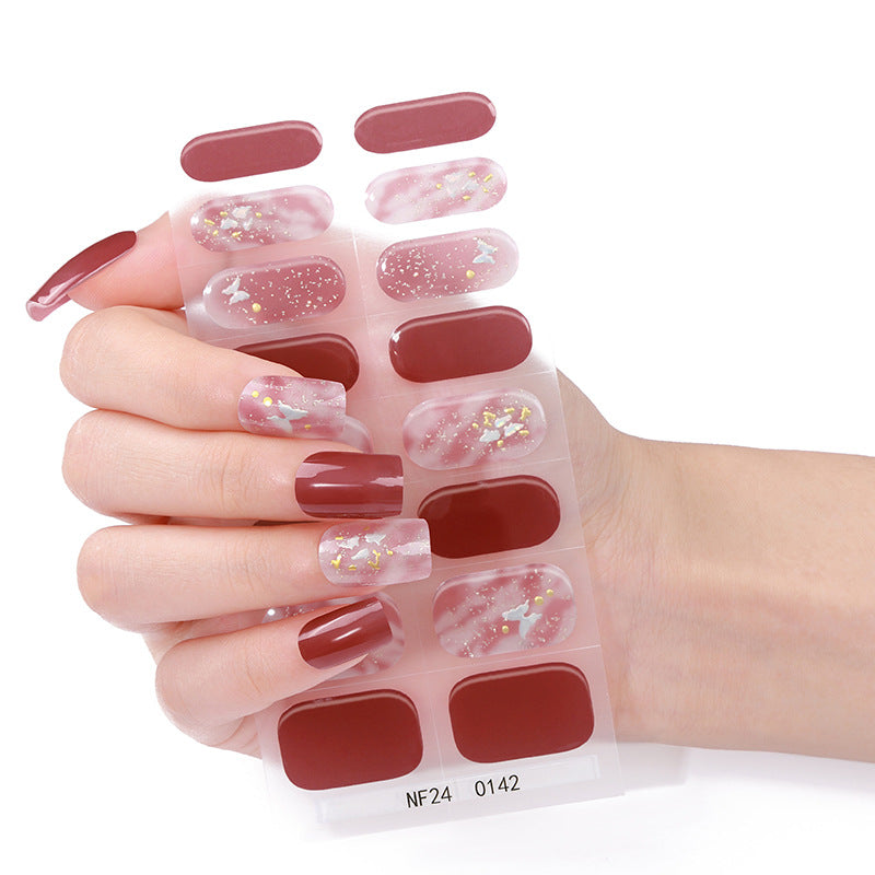 Zhengxiang personalized gel manicure stickers french butterfly onion powder smudged uv photo lamp semi-baked semi-cured nail stickers