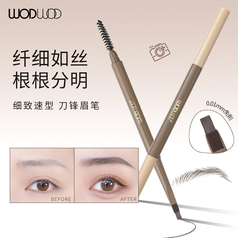 Wodwod ultra-fine brow pencil for women - waterproof, sweat-proof, long-lasting, smudge-proof, defined hair-like strokes, natural wild brow look, dual-ended brow pen