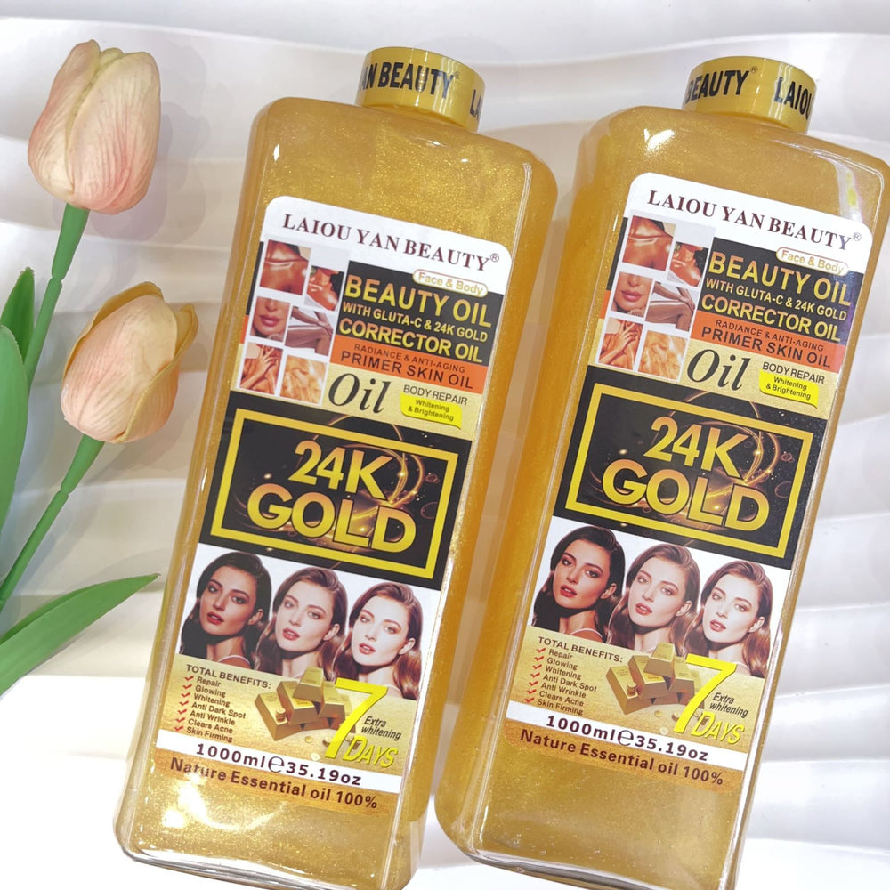 24k gold massage oil, glutathione essential oil, facial and body moisturizing oil, massage & spa oil, 1000ml