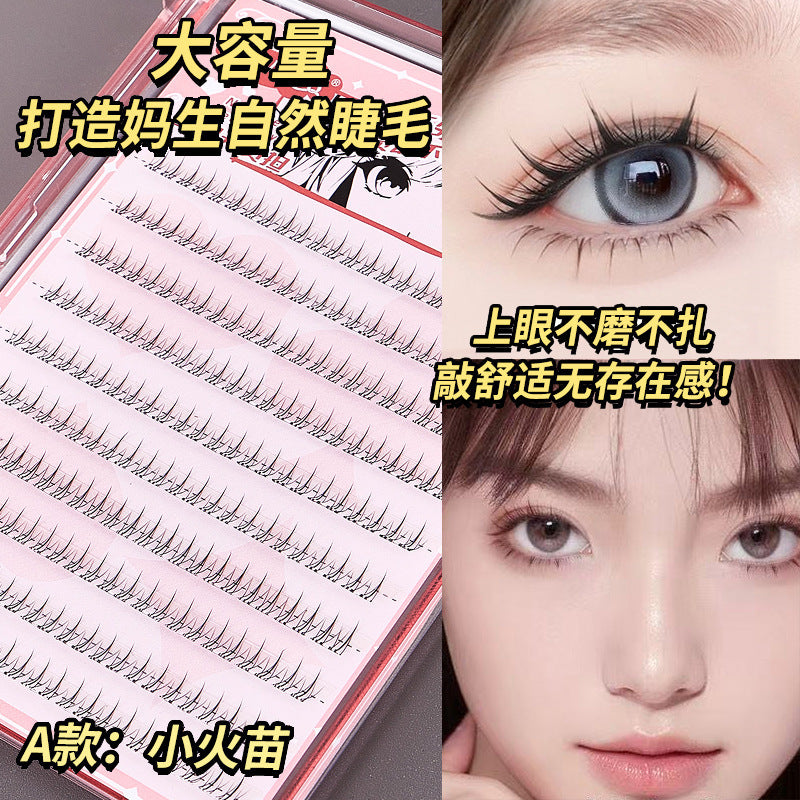 Jonbos girl group glue-free self-adhesive false eyelashes 10 rows single cluster small flame xi shi nature mom born lower eyelashes