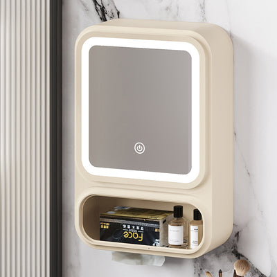 Household storage makeup mirror plastic home bathroom toilet wall-mounted multifunctional lighted mirror dustproof led mirror