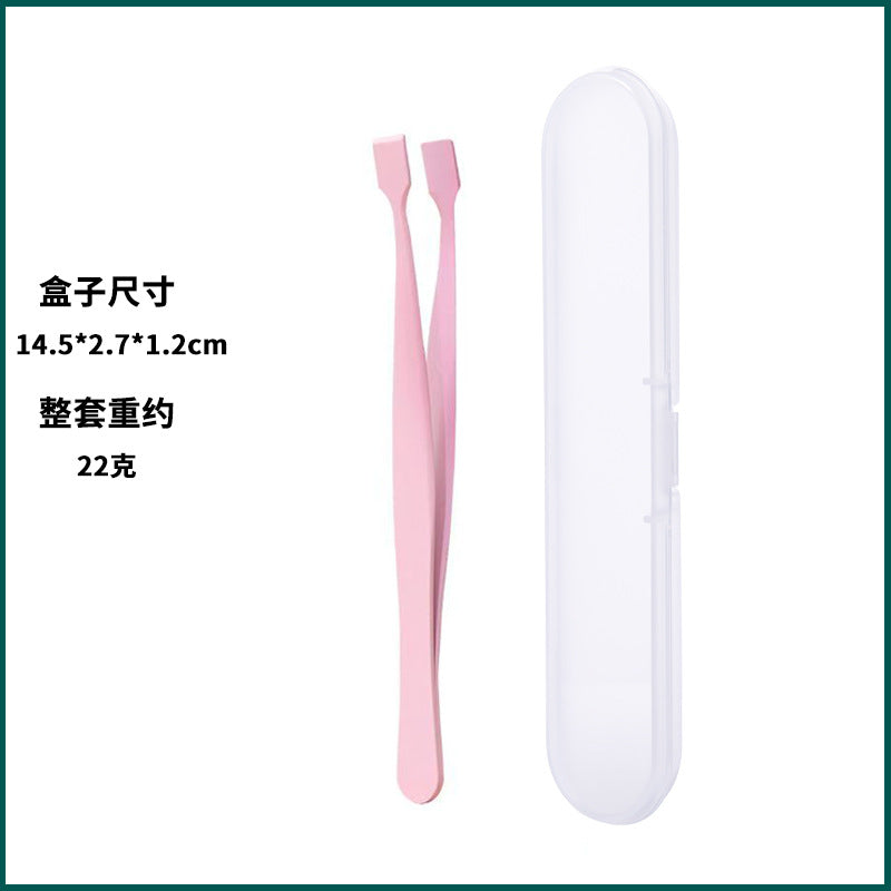 Beginner-friendly stainless steel eyelash extension tweezers - safe, high-precision flat tip tweezers for lower lashes
