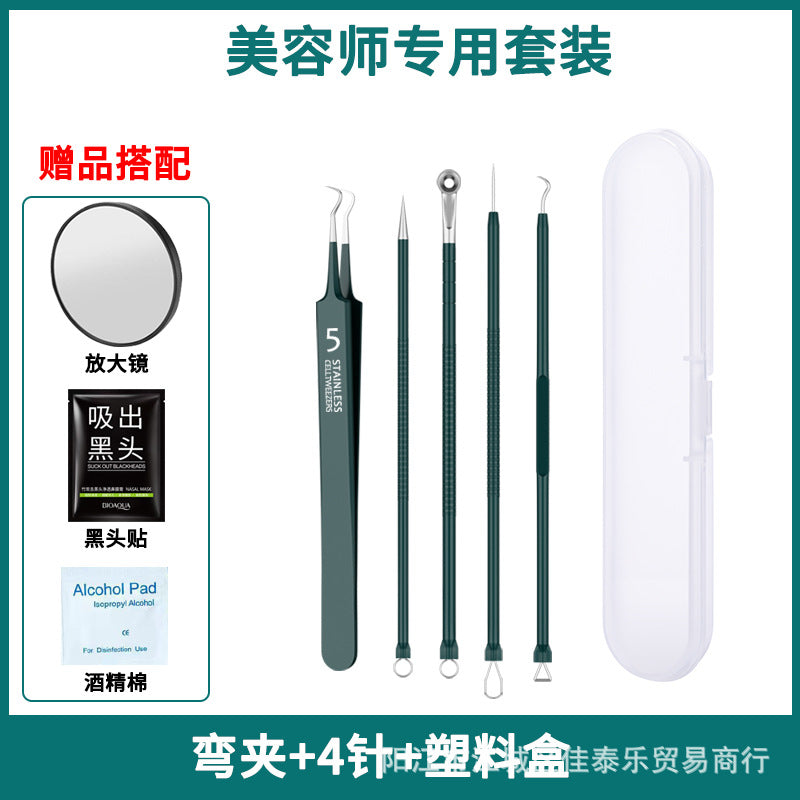 Factory direct stainless steel blackhead remover kit - includes blackhead extractor, pimple popper, and acne treatment tools