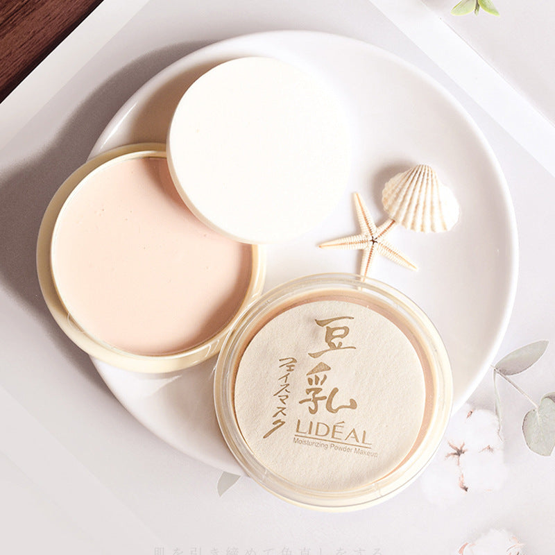Lingdian soy milk powder cake female student affordable oil control makeup long-lasting invisible pores dry and wet dual-use dermabrasion large white cake