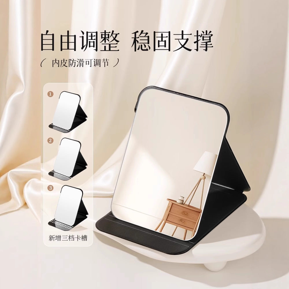 Foldable desktop makeup mirror - portable, compact, and perfect for on-the-go use. ideal for dorm rooms, home, or travel