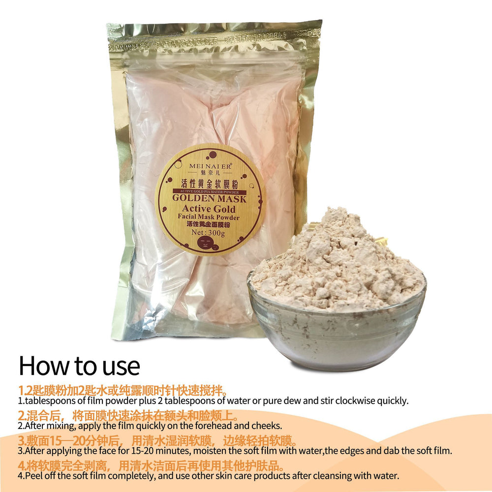 Active gold soft mask powder - fades acne scars, hydrates, moisturizes, firms, and nourishes skin - wholesale for beauty salons