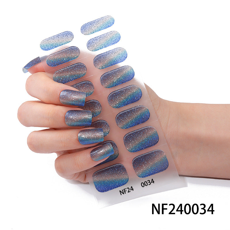Zhengxiang custom gel nail stickers waterproof amazon cat eye onion powder uv light semi-cured nail stickers wholesale
