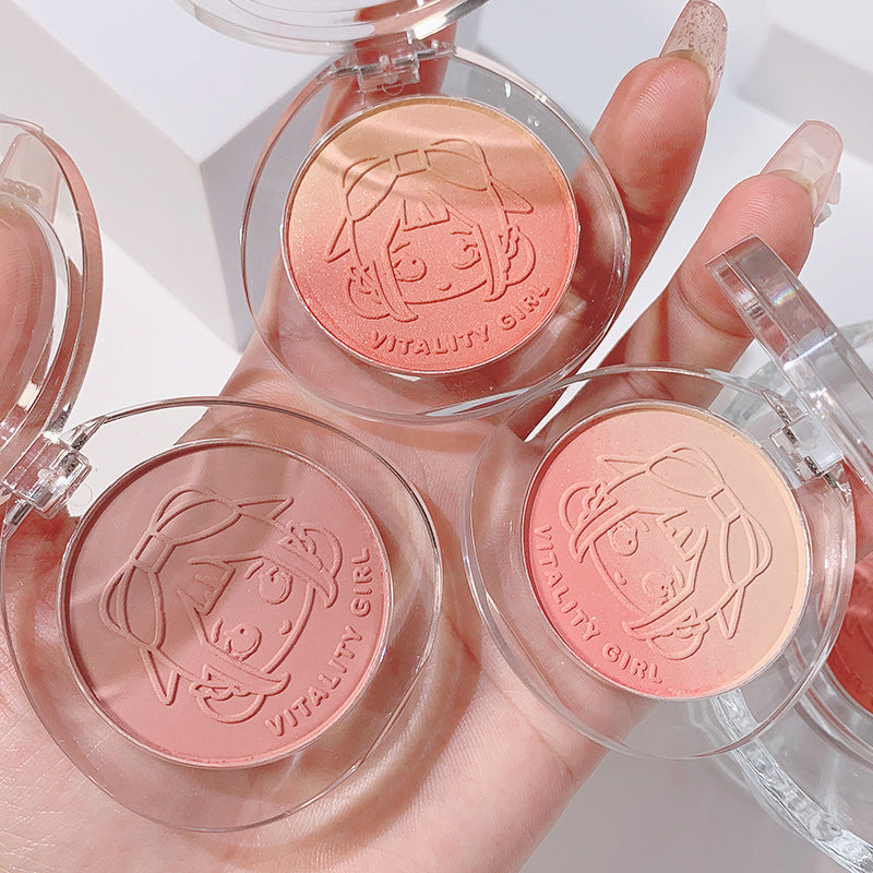 Kakashow vitality girl gradient blush matte fine shimmer student party daily whitening peach milk tea color rouge
