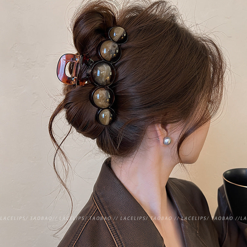 Retro stereo sunflower gripper for women 2025 new style back of head hair shark clip half-tied hair atmosphere hair accessories